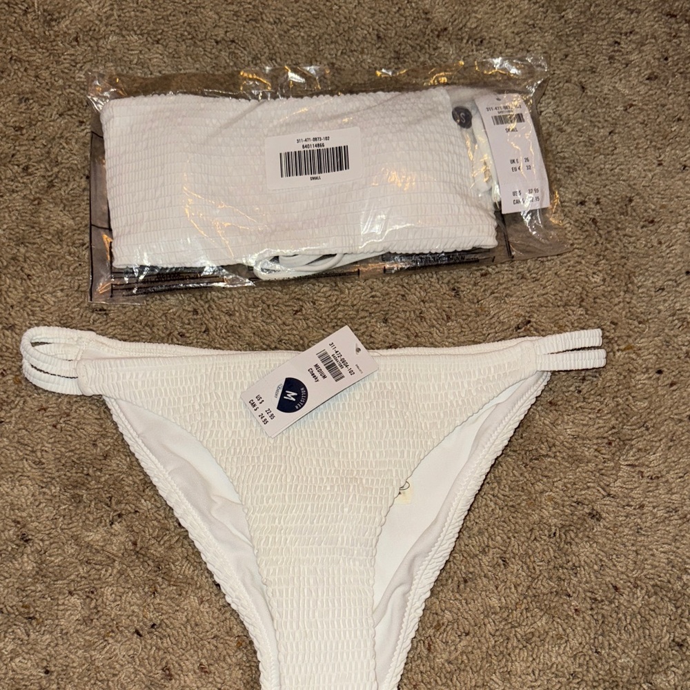 Hollister White Textured Bikini